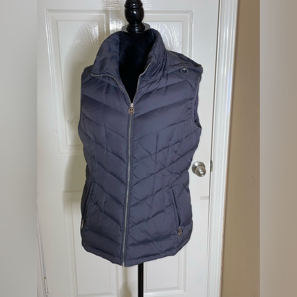 Michael Michael Kors Women Black Quilted Puffer Vest Down Fill Large Nylon‌‌‌‌‌‌
